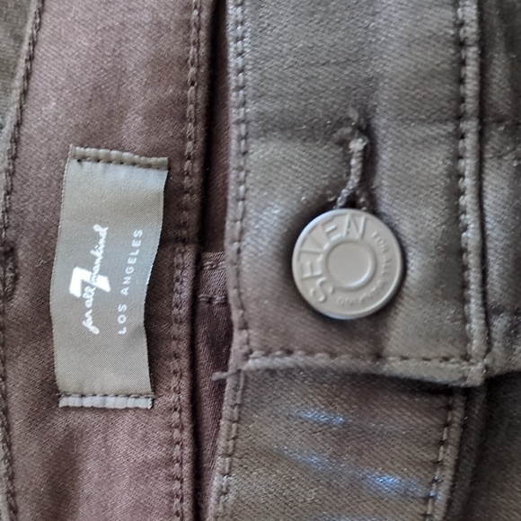 7 For All Mankind High Waist Slim Kick Black Coated Denim Size 34 - Picture 7 of 11